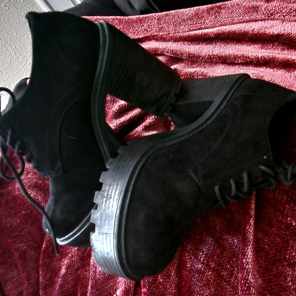 Torrid Black Lace Up Platform Boots